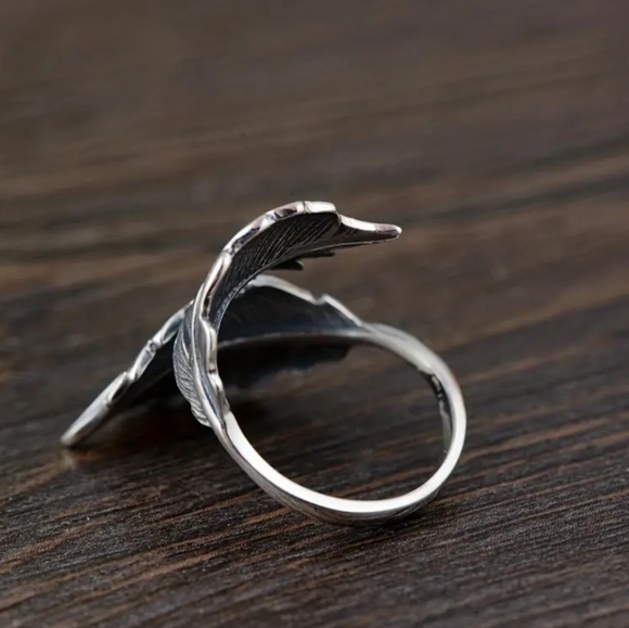 KZX Sterling Silver Leaf Ring With Opal - S925 Adjustable Open Ring For Women, Nature Inspired Jewelry Gift